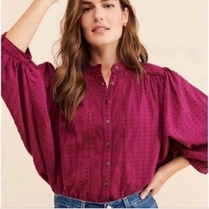 Anthropologie Tavi Buttondown Blouse by Pilcro